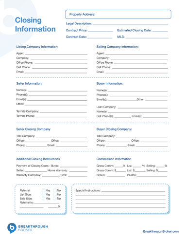 Closing Information