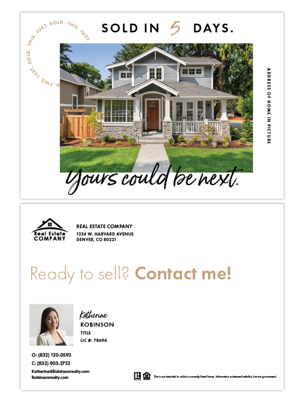 Real estate postcard