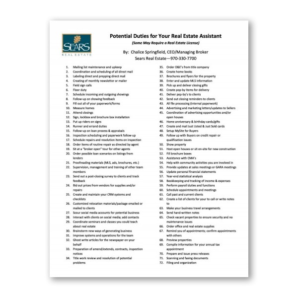 Property essay checklist