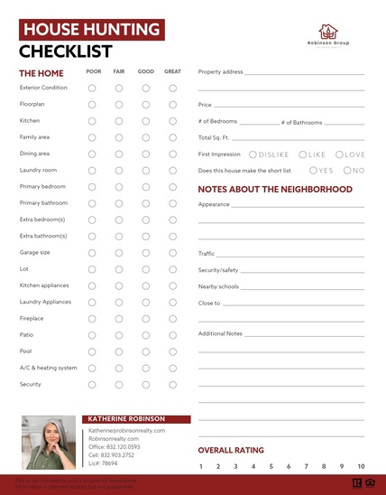 House Hunting Checklist